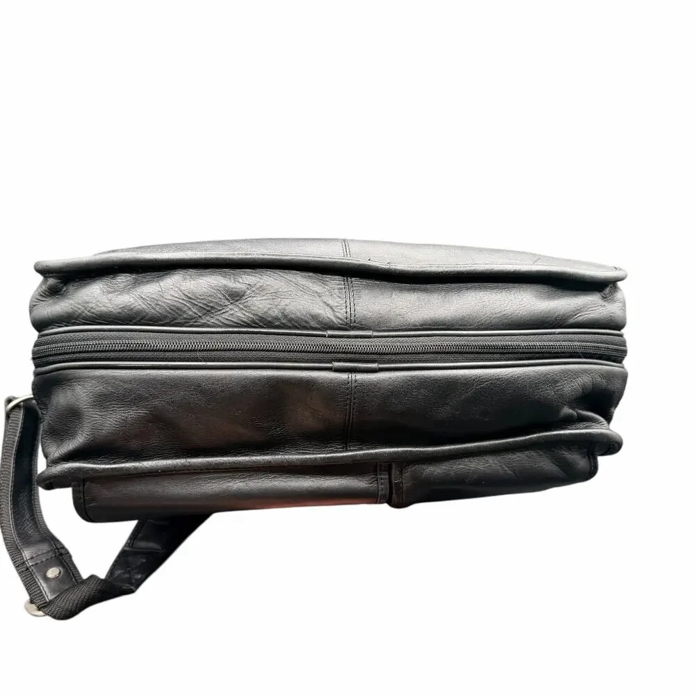 Wilsons Leather Pelle Studio Black Laptop Briefcase Bag